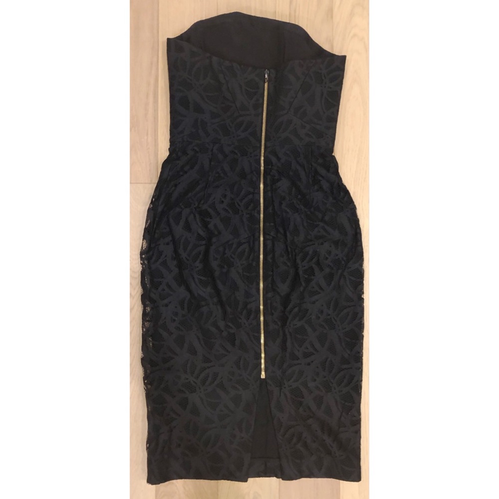 ROLAND MOURET Electra Black Lace Corset Bustier Staples Boning Pencil Dress SZ 8 - Picture 7 of 16